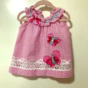 Pink seersucker dress 12 months